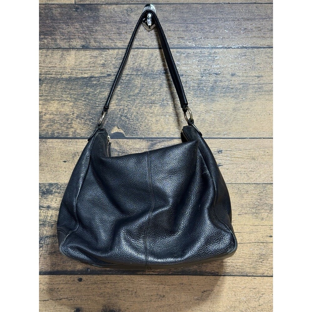 RARE Vera Bradley Hobo Shoulder Bag Black Pebbled Leather Slouchy